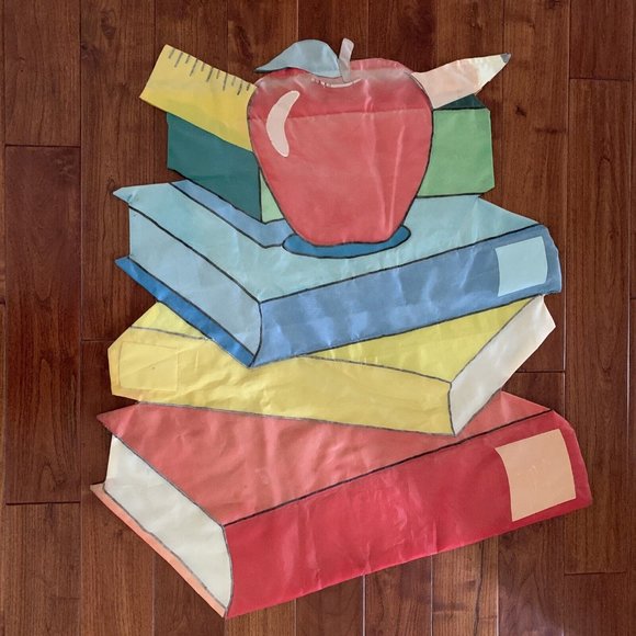 Vintage Back-To-School Large Nylon Garden Flag Books Apple September Teacher - Picture 6 of 9